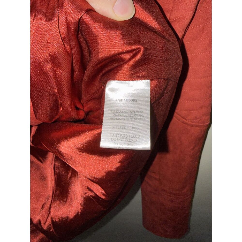 No.11 Los Angeles Red Faux Suede Moto Jacket Small Quilted Asymmetric Zip - Picture 7 of 7